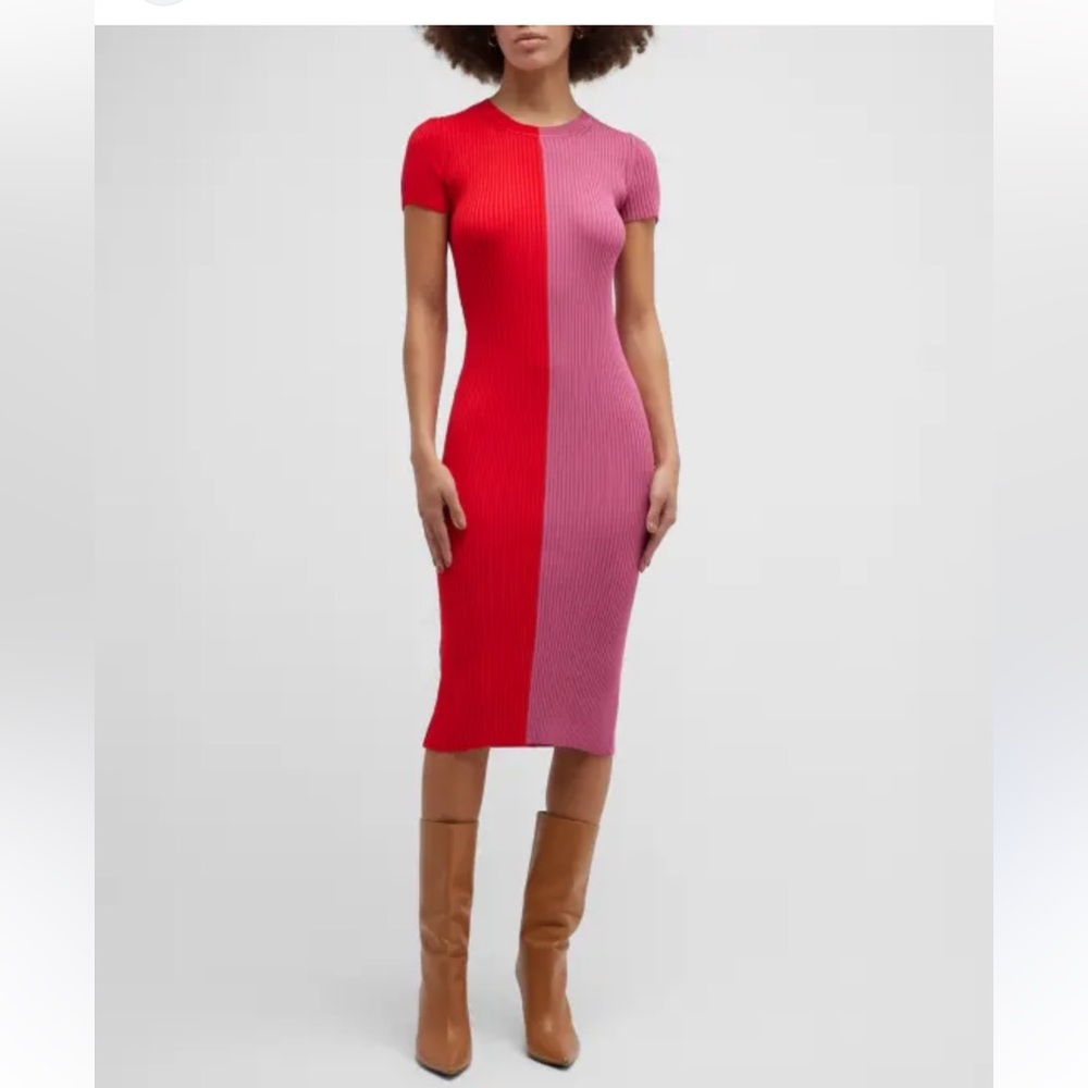 STAUD Colorblock Woven Dress | Pencil Dress | NWT
